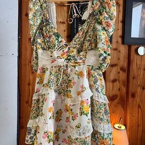 For Love & Lemons Rosalyn Floral Mini Dress